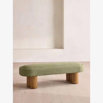 Soho Home Nieve Bench, Wool Linen, Sage UK