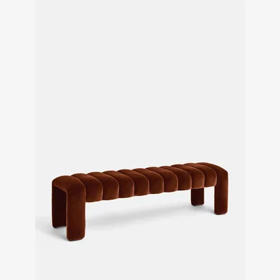 Soho Home Willis Bench, Velvet, Rust