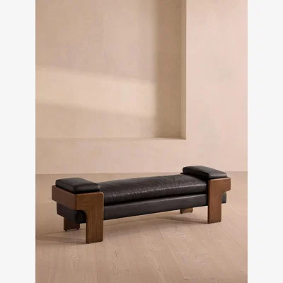 Soho Home Marcia Bench, Leather, Black