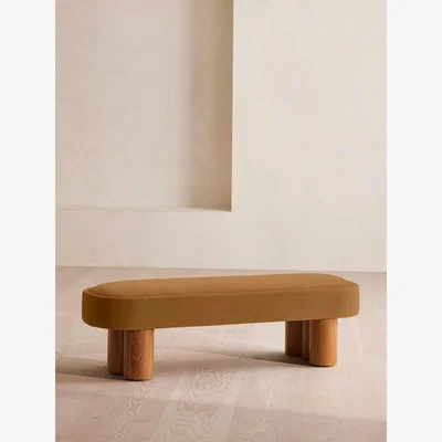 Soho Home Nieve Bench, Velvet, Mustard