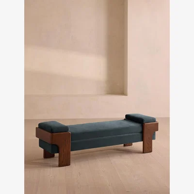 Soho Home Marcia Bench, Grey Blue Velvet