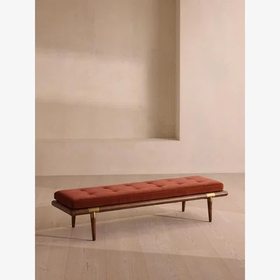 Soho Home Theodore Bench, Rust Velvet
