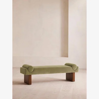 Soho Home Esther Bench Velvet, Olive