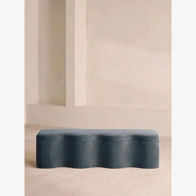 Soho Home Eli Storage Bench, Velvet, Grey Blue, UK