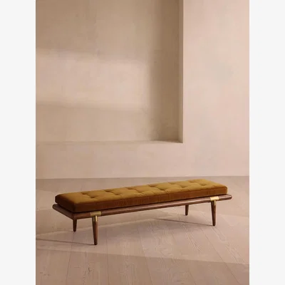 Soho Home Theodore Bench, Mustard Velvet