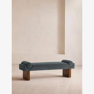 Soho Home Esther Bench, Velvet, Grey Blue