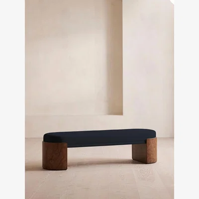 Soho Home Lukas Bench, Linen, Indigo