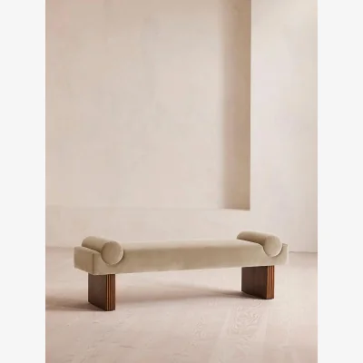 Soho Home Esther Bench, Velvet, Oyster, UK