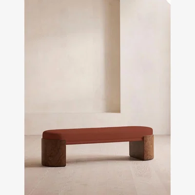 Soho Home Lukas Bench, Linen, Sienna