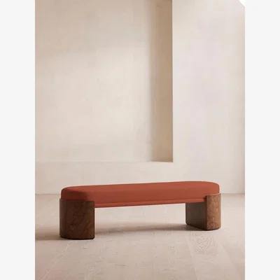 Soho Home Lukas Bench, Linen, Antique Rose