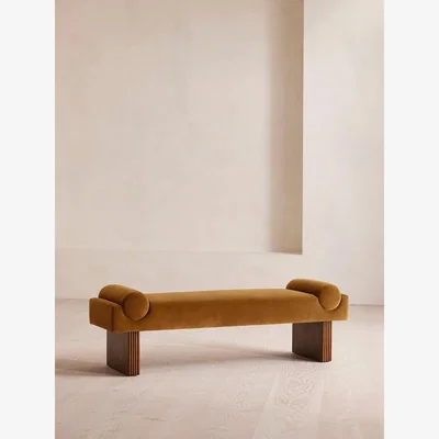 Soho Home Esther Bench, Velvet, Mustard, UK