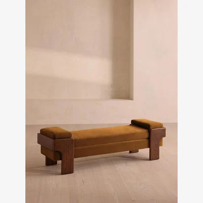 Soho Home Marcia Bench, Mustard Velvet