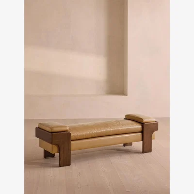 Soho Home Marcia Bench, Leather, Honey