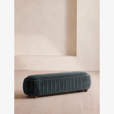 Soho Home Vivienne Bench, Velvet, Grey Blue