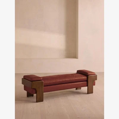 Soho Home Marcia Bench, Leather, Sangria