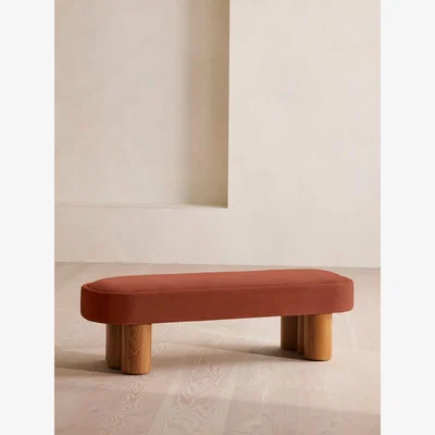 Soho Home Nieve Bench, Velvet, Rust