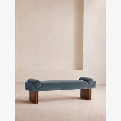 Soho Home Esther Bench, Velvet, Grey Blue, UK