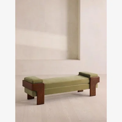 Soho Home Marcia Bench, Velvet, Lichen, UK
