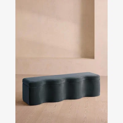 Soho Home Eli Storage Bench, Grey Blue Velvet
