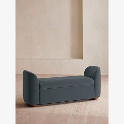 Soho Home Athena Bench, Velvet, Grey Blue