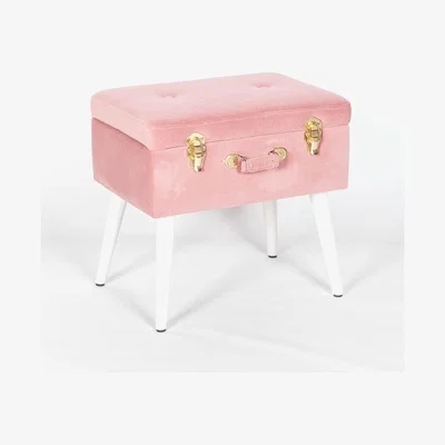 Teddy Beau Maison Reproductions Suitcase Footstool / Pink/White