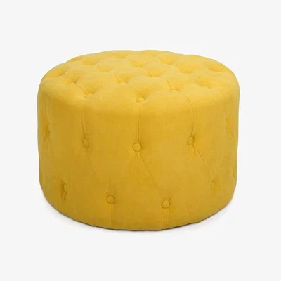 Teddy Beau Shankar Verona Small Round Sunny Yellow Pouffe