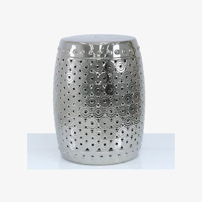 Teddy Beau Deco Home 46cm Silver Ceramic Stool