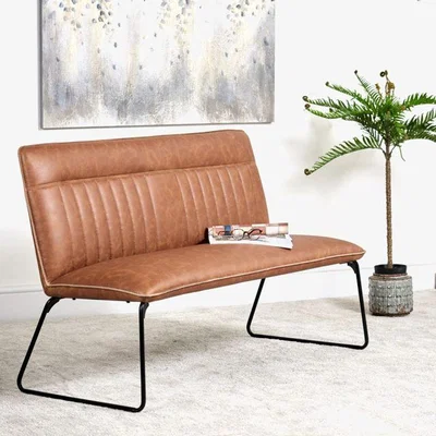 Woods Furniture Hardy Tan Faux Leather Bench Seat