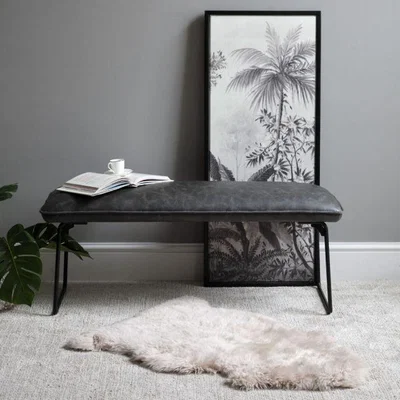 Woods Furniture Hardy Faux Leather Low Dining Bench Grey