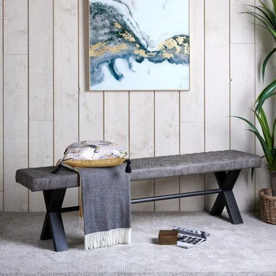 Woods Furniture Industrial Grey Upholstered Dining Bench 140cm