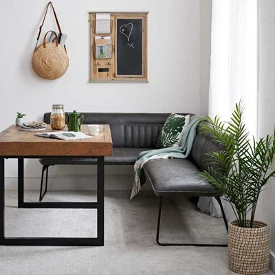 Woods Furniture Hardy Grey Corner Bench Right Hand Facing