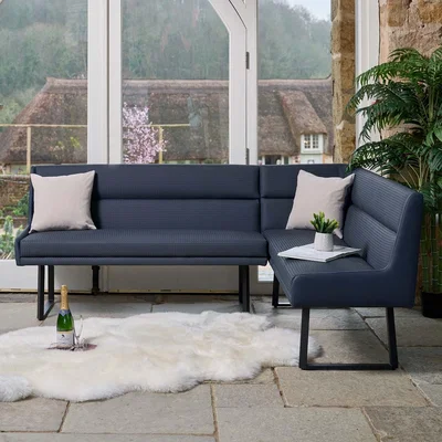 Woods Furniture Jupiter Corner Bench in Navy - Left Hand Facing