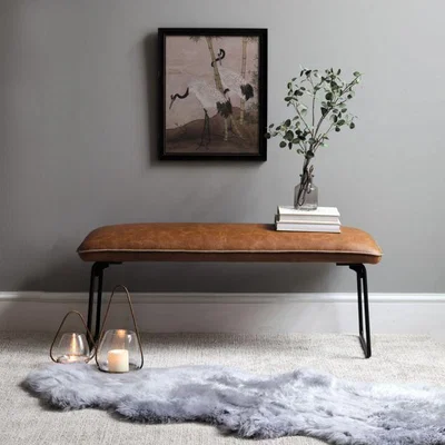 Woods Furniture Hardy Faux Leather Low Dining Bench Tan