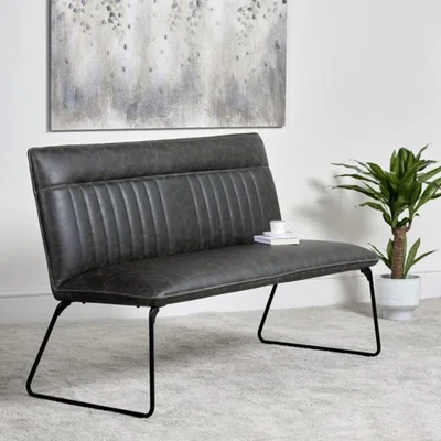Woods Furniture Hardy Grey Faux Leather Bench Seat