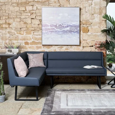 Woods Furniture Jupiter Corner Bench in Navy - Right Hand Facing