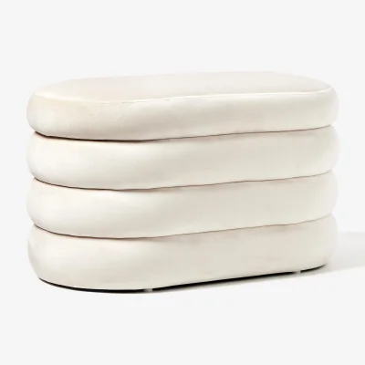 Westwing Small Velvet Upholstered Bench Alto with Storage Space