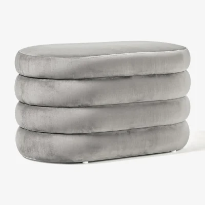 Westwing Small Velvet Upholstered Bench Alto with Storage Space