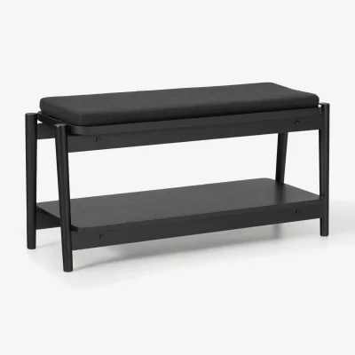 Westwing Upholstered Wooden Bench Libby with Shoe Rack
