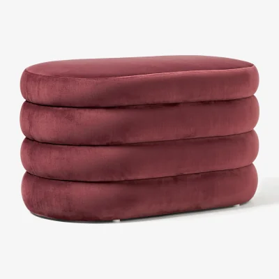 Westwing Small Velvet Upholstered Bench Alto with Storage Space