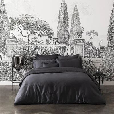 Amara Alexandre Turpault - Teophile Organic Cotton Sateen Duvet Cover - Almost Black - King
