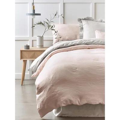 Cox and Cox Washed Linen Kingsize Duvet Cover - Soft Blush