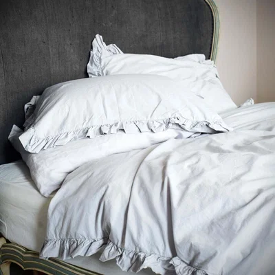 Graham & Green Siena Silver Grey Ruffle King Size Duvet Cover