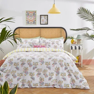 Downtown Cath Kidston Lemon Trees Duvet Cover Set - Single, Cotton, Print - ["Multi","Yellow","White"], ["Single","Double","King"]