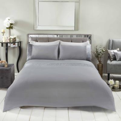 The Range Sienna Glitter Velvet Duvet Cover Set with Pillowcases - Silver / King