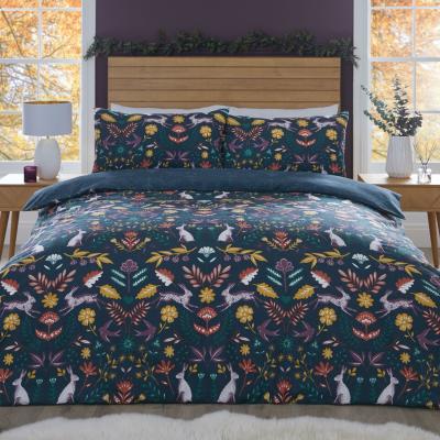 The Range Folky Forest Duvet Cover and Pillowcase Set - Navy / King