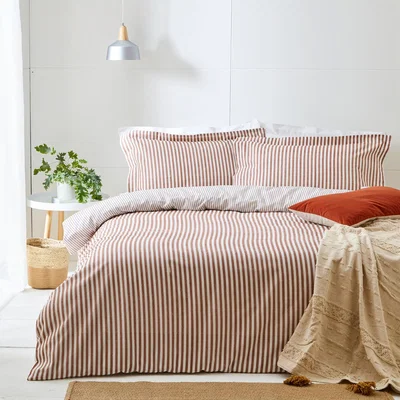 The Range Mlange Stripe Duvet Cover Set - Pecan / King