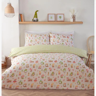 The Range Spring Gnomes Duvet Cover and Pillowcase Set - Natural / King