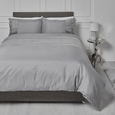 The Range Crosshatch Embossed Panel Duvet Cover and Pillowcase Set - Charcoal / King