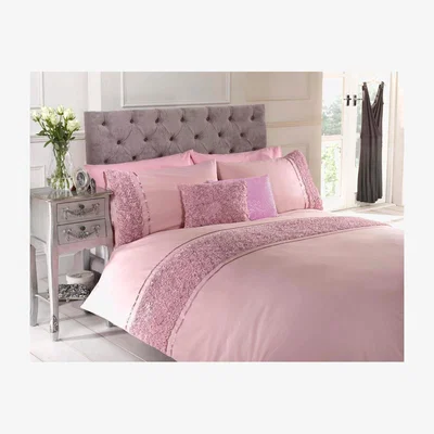 The Range Limoges Raised Roses Floral Duvet Cover Set - Pink / King / 1.6kg
