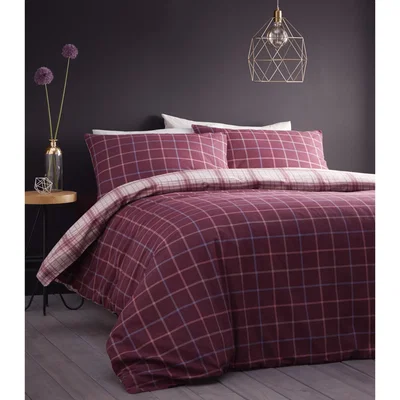 The Range Iona Duvet Cover and Pillowcase Set - Plum / King